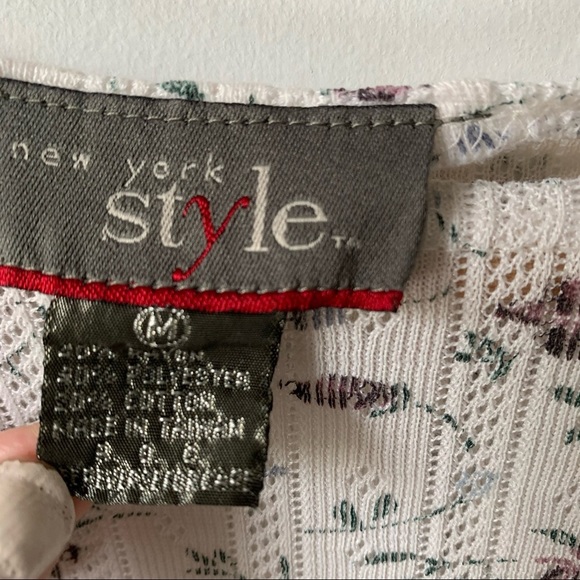 Vintage Floral Dainty Ribbed Knit Long Sleeve Top - Picture 4 of 6